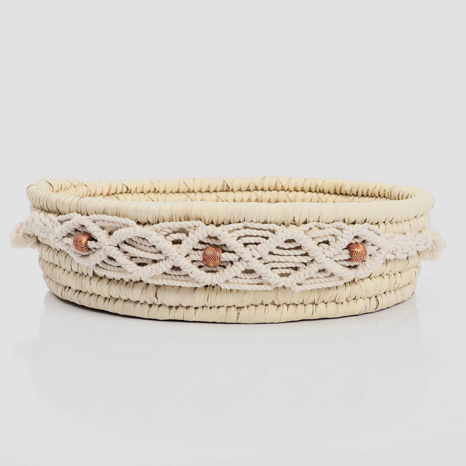 Macrame Wicker tray round 40 cm