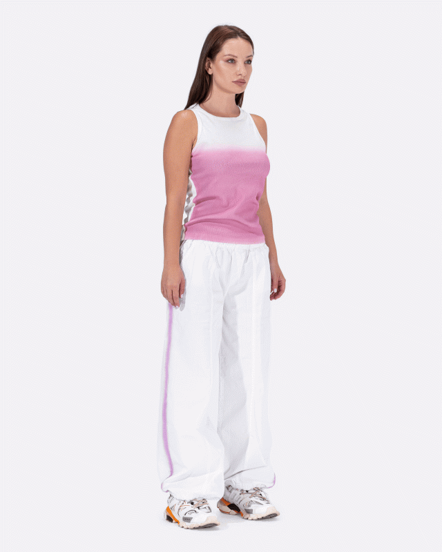 PARACHUTE PANTS - WHITE PINK