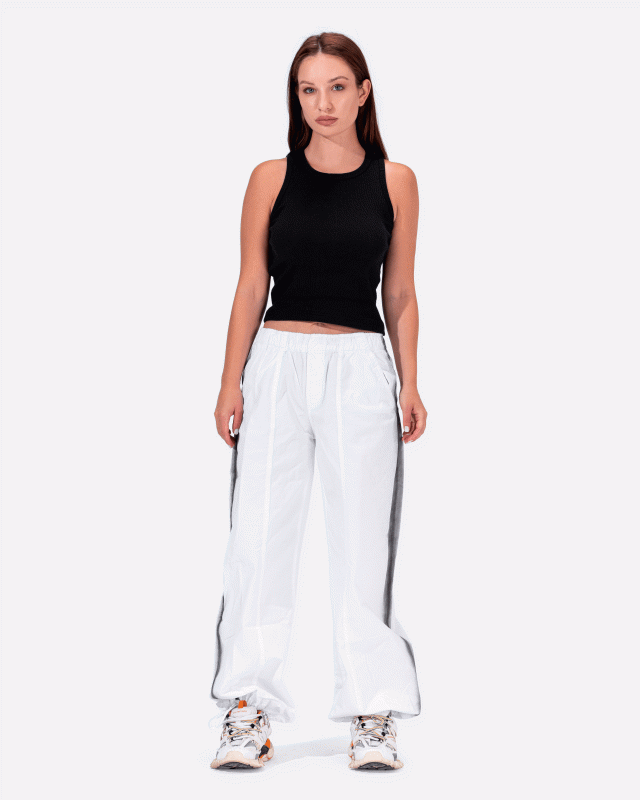 PARACHUTE PANTS IN WHITE "black lines"