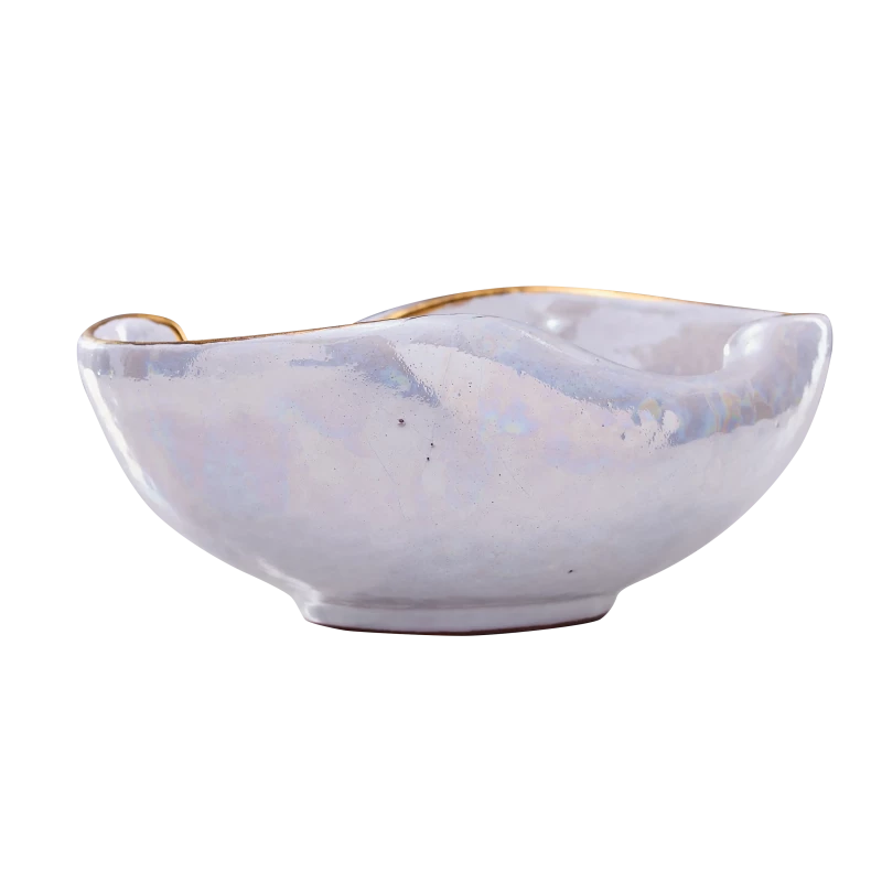 Wave Salad Bowl White & Gold
