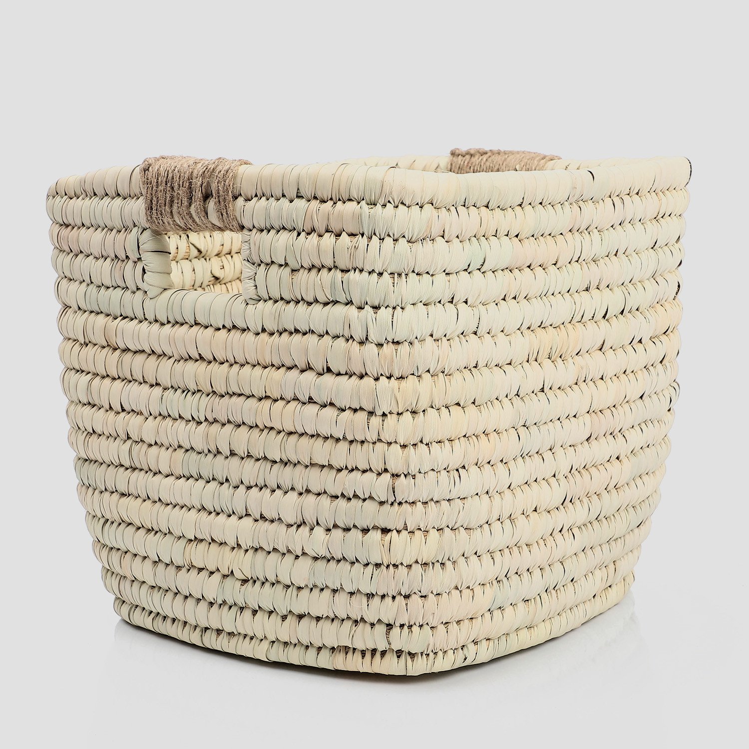 Wicker storage basket jute handles